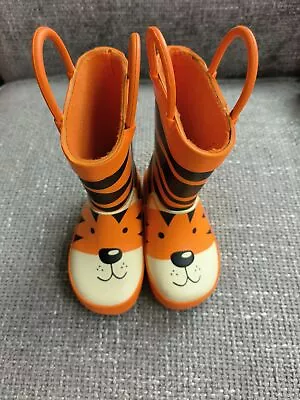 Baby Boys Girls Tiger Wellington Boots Wellies Size UK 4 Euro 21 • £8.50