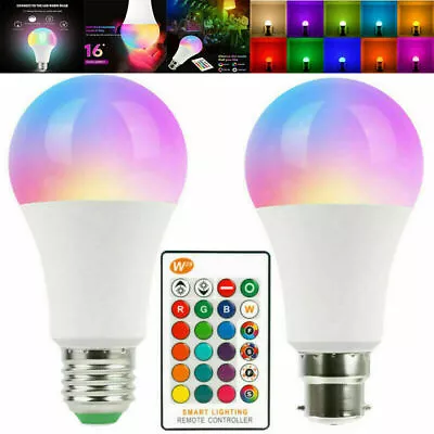 LED RGB Colorful Changing Light Bulb Dimmable Bulbs With Remote Control UK • £5.99