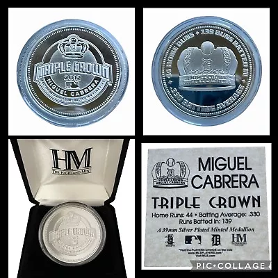 Miguel Cabrera Triple Crown Silver Plated Minted Medallion Coin Highland Mint! • $49.95