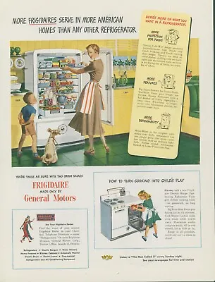 1948 Frigidaire Refrigerator Electric Range Dog Girl Cook Vintage Print Ad AH1 • $12.79