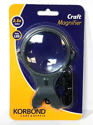 Twin LED Magnifier KORBOND Craft Magnifying Glass. Embroidery Needlework 190020 • £8.79