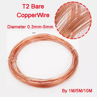 Round Copper Wire Solid Bare Diameter 0.3mm/0.4mm-5mm For Craft Jewellery Wires • $69.95