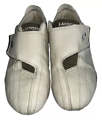 Lacoste Sport Beige Leather Hook & Loop Driving Sport Shoes Womens SZ 8 • £9.64