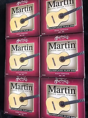 LOT Of 6 Martin Silverplated Classical Guitar 28-43 High-Tension Plain End M120 • $33