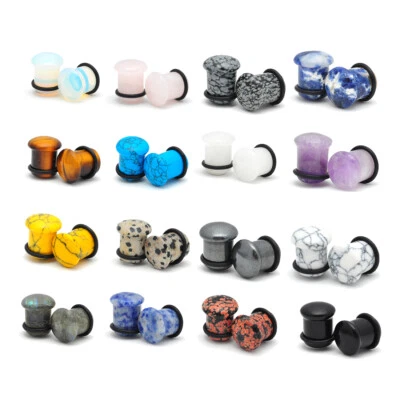 Pair Of Stone Single Flare Plugs Gauges Organic Choose Size Type • $11.99