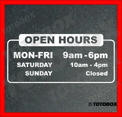 Business Store Open Hour Decal Vinyl Sticker Window Door Wall Sign Decals • $7.50