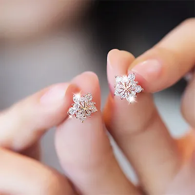 Fashion Flower Snowflake Zircon Ear Earrings Stud Women Wedding Jewelry Gift New • $1.73
