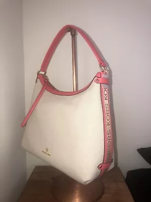 Michael Kors Maeve Large Hobo Bag Pvc Cream Canvas Pink Accents New Retail $400 • $84.95