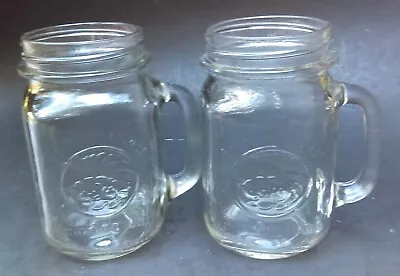 Set Of 2 Vintage 16 Oz. (1 Pint) Golden Harvest Mason Drinking Jars With Handles • $21.20