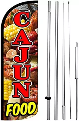 CAJUN FOOD - Windless Swooper Flag Kit 15' Tall Feather Banner Sign  Rq-h • $67.95