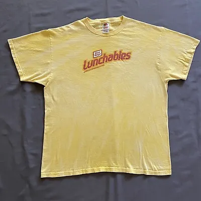 VTG Oscar Mayer Lunchables T Shirt Mens XL Yellow Bleach Acid Wash Food Promo • $21.12