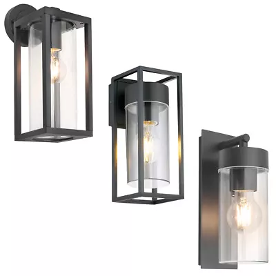 £25.99 • Buy LED Rectangular Clear Metal Lantern Light Outdoor IP44 Garden Wall Lamp Fixture 