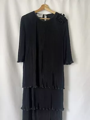 Vintage Archa Paris Dress Tiered Ruffled Layered Pleated Black Sheer Vtg Rare • £0.99