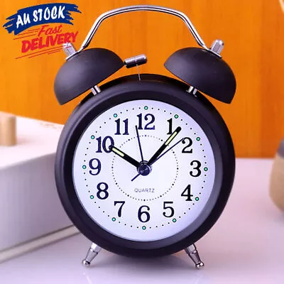 Analogue Battery Twin Bell Loud Alarm Clock Desk Clocks Bedside Retro Vintage AU • $6.63