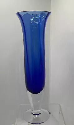 Dartington Vase Lead Crystal England Bud Vase Cobalt Blue Heavy • £36.63