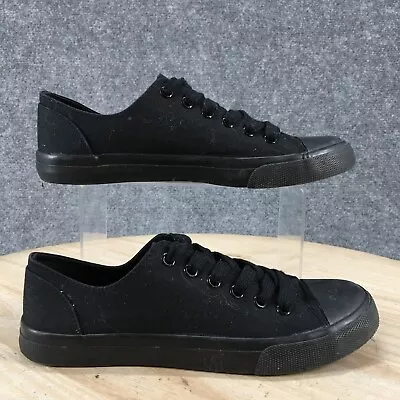Mossimo Shoes Womens 7 Casual Cap Toe Sneakers Black Fabric Lace Up Low Top • $32.99