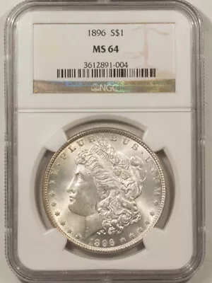 1896 Morgan Dollar - Ngc Ms-64 Blast White! • $99