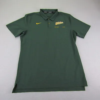 Oakland As Polo Shirt Mens Large Green Nike Dri Fit MLB Baseball Athletics Flex • $29.97