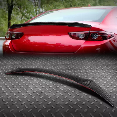 For 19-21 Mazda 3 Sedan Real Carbon Fiber V-style Rear Trunk Lid Spoiler Wing • $124.99