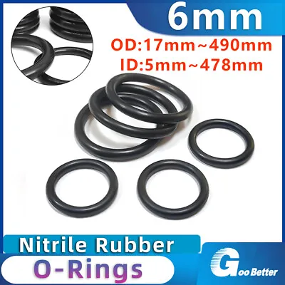 O Rings 6mm Cross Section Nitrile Rubber Metric Oring For Automotive Plumbing • £2.39