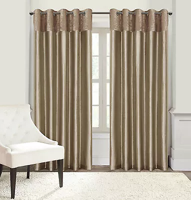 Plush Faux Velvet Eyelet Ring Top Ready Made Lined Curtains • £10.60