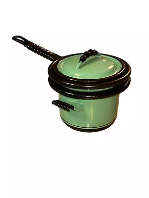 Vintage KOOK KING Ware Enamel Double Boiler Pot Vollrath Green Black USA • $59.99