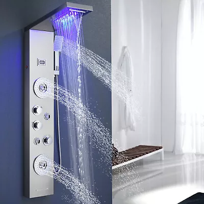 ELLO&ALLO Stainless Steel Shower Panel Tower System Rainfall Head Massage Faucet • $99