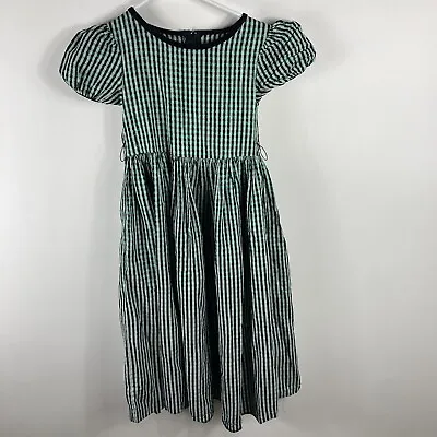 $17.48 • Buy Storybook Heirlooms Gingham Check Black And Green Smocked Dress Size Seven 22463