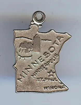 Vintage Sterling Silver Minnesota State Map Charm • $12