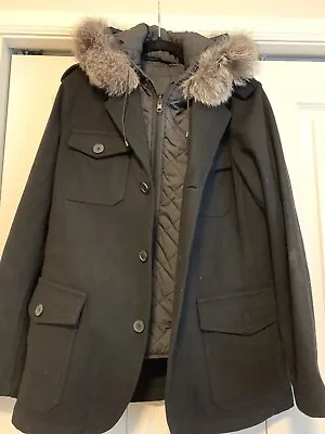 Michael Kors Men’s Hooded Coat Black Real Fox Fur • $250