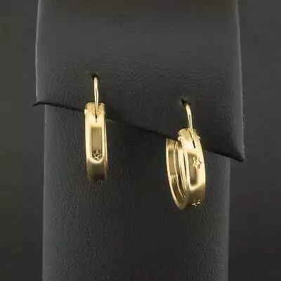 (AGJ) 9ct Yellow Gold Star Pattern Hoop Earrings 2.1g • £75