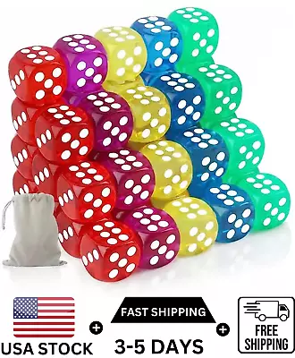 50 Pieces Colored Premium Translucent Rounded Dice Pack 6 Sided Dice Set 14mm  • $7.12