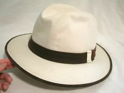 Vintage Resistol Fedora Ivory Canvas Hat 7 1/4 Dick Tracy • $45