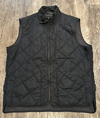 J. Crew Vest Mens XL Sussex Quilted Outerwear Black Pockets Primaloft • $39.95