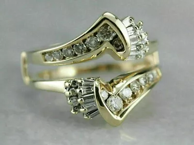 1.2Ct Genuine Moissanite Guard Wrap Enhancer Wedding Ring 10K Yellow Gold Plated • $144.74