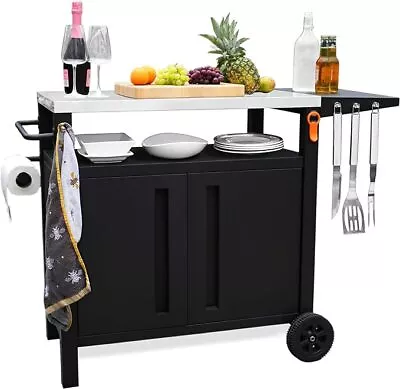 XL Grill Cart Outdoor With Storage - Modular BBQ Cart Bar Patio Kitchen Island • $232.49