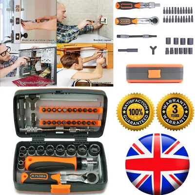 38 In 1 Rachet Screwdriver Bit Set Socket Slotted Phillips Pozi Torx Hex Tool • £16.13