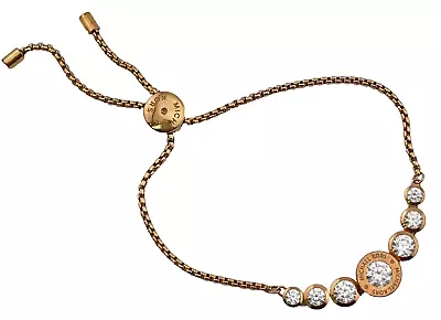 Michael Kors Rhinestone Bolo Style Bracelet Rose Gold Signed Classic Timeless • $19.47