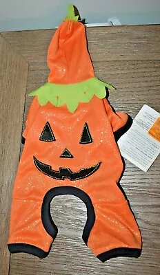 Martha Stewart Pumpkin Dog Halloween Jack O’Lantern Hood Costume XS Under 7 Lbs • $18.88