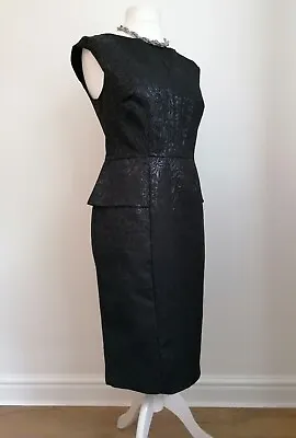 £12.99 • Buy Dorothy Perkins Peplum Shift Occasion Dress Black Dress LBD Brocade Size 14