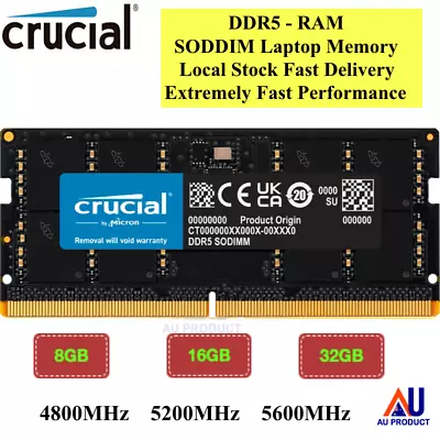 DDR5 Crucial Laptop RAM Memory 8GB 16GB 32GB SODIMM RAM 4800MHz 5200MHz 5600MHz • $64.90