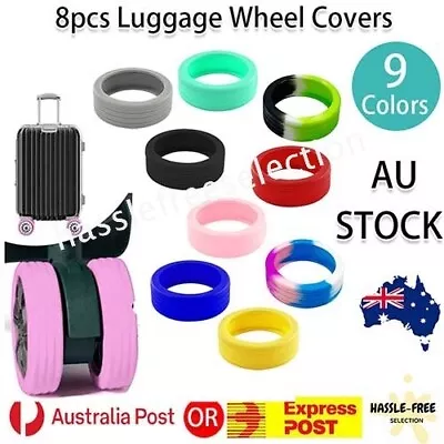 8x Luggage Wheel Silicone Covers Suitcase Wheels Protector Protection Sleeve • $8.49