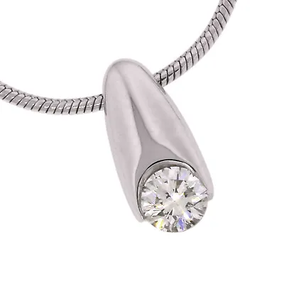 Movado 18K White Gold Diamond Pendant Snake Chain Necklace • $1259.10