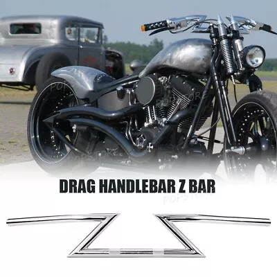 1  Chrome Drag Handlebar Z Bar Fit For Kawasaki Vulcan 500 1500 1600 1700 2000 • $61.78