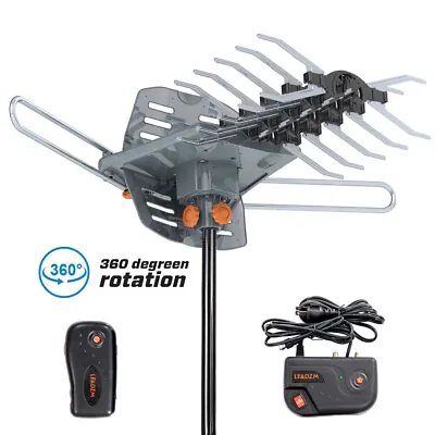 480 Miles Outdoor TV Antenna Motorized Amplified HDTV 1080P 4K V/U 360° Rotation • $24.69