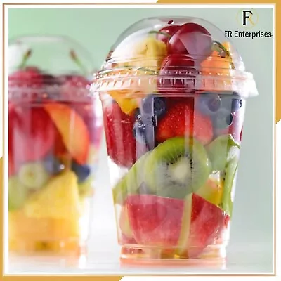 Smoothie Cups Domed Lids 10oz12oz 16oz Disposable Clear Milkshake Buble Reusable • £5.45