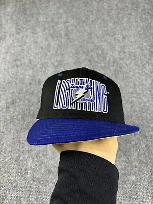 Vintage Tampa Bay Lightning Hat Snapback Cap Adjustable Black NHL Hockey 90s • $19.01