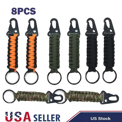 8XSurvival Paracord Lanyard Keychain Cord W/Carabiner Outdoor Camping Hiking NEW • $16.84