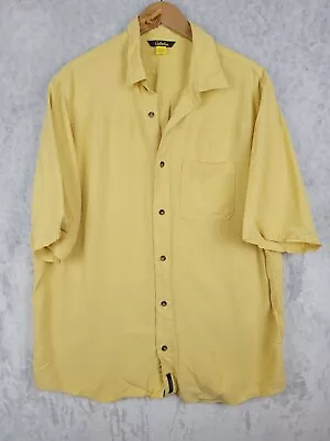 Cabellas Button Up Shirt Mens Tall XLT Yellow Short Sleeve 90% Modal • $12.31