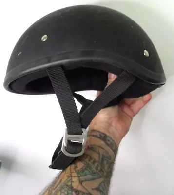 VTG! Flat Black! Biker Motorcycle Half Helmet Size Medium To Large DOT Stamped • $29.99